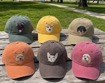 Personalized Embroidered Pet Baseball Cap, Cute Dog & Cat Hat, Animal Lover Gift, Vintage Washed Cap, Puppy Dad Gift, Summer Pet Accessory