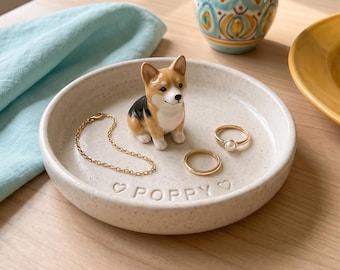 Personalized Dog Trinket Dish, Custom Pet Figurine Ring Holder, Dog Lover Gift, Pet Keepsake Tray, Schnauzer Gift, Memorial Decor