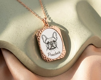 Personalized Pet Portrait Necklace, Custom Dog or Cat Engraved Pendant, Pet Memorial Gift, Custom Pet Necklace, Animal Lover Gift