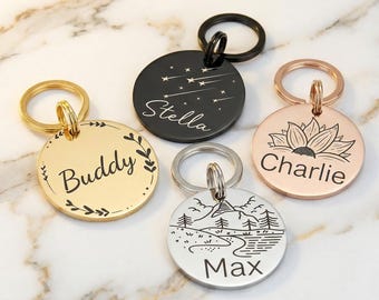 Engraved Pet ID Tag – Personalized Dog & Cat Collar, Silent Double Sided