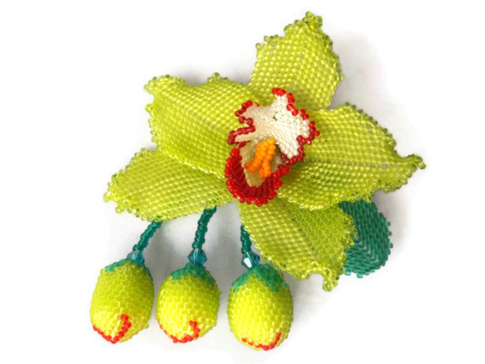 Flower Broochbeaded Broochorchid Broochrealistic Beadwoven Etsy Canada