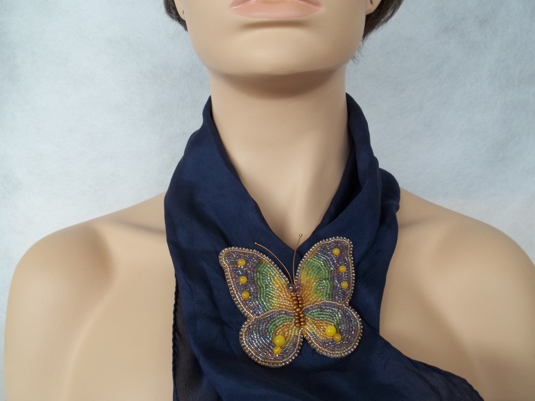 Butterfly Brooch. Beaded Butterfly Brooch. Beaded Insect Brooch. Bead