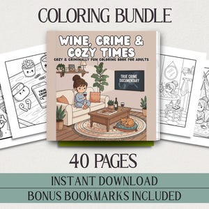 Adult Mystery Coloring Book Digital Murder Crime Theme Art Printable Pdf Detective Puzzle Activity Night Entertainment Bundle Download Cozy