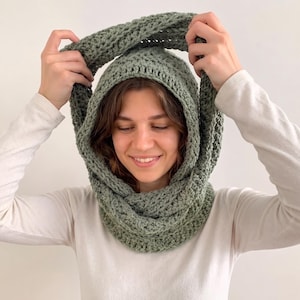 Crochet Hooded Scarf Pattern, Winter Hooded Cowl, Neck Warmer Snood, Balaclava Style (PDF DOWNLOAD)