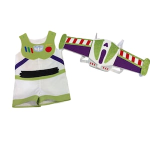 Buzz Lightyear Applikations-Shortall/JonJon-Strampler mit oder ohne Flügel