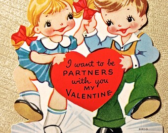 Vintage Dancing Boy and Girl Valentine