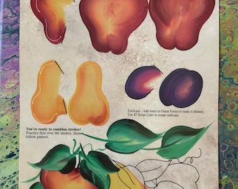 FolkArt one Stroke Vintage Reuseable Teaching Guide 1106 Fruit Medley