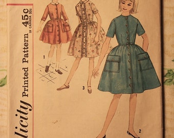 Simplicity Sewing Pattern 4569 - Girls Size 8 Dress with Detachable Collar Vintage 1960&#39;s