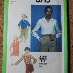 Simplicity Vintage Sewing Pattern 8715 Blouse Misses size 16 1978