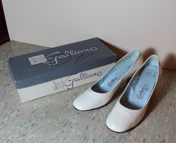 Vintage White Patent Vinyl/Leather Galliano Shoes