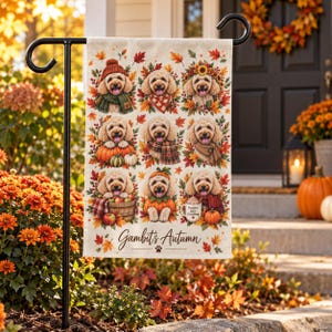 Bandiera da giardino personalizzata per cani, bandiera con ritratto personalizzato di animale domestico, bandiera autunnale da giardino, regalo per amanti dei cani, ritratto di animale domestico ad acquerello, regalo personalizzato per cani