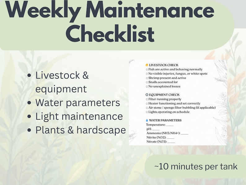 Picture Idea: Aquarium Log Maintenance Checklist