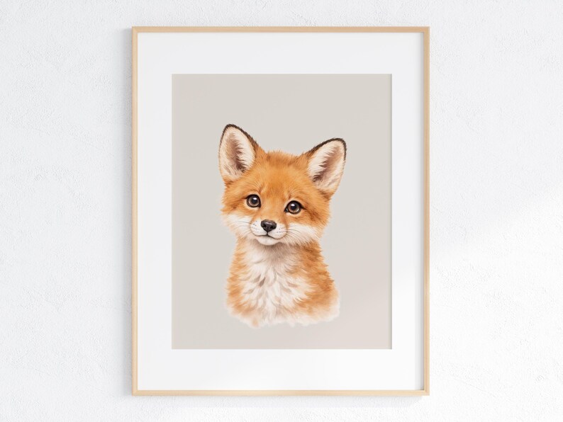 Woodland Nursery Wall Art Set of 3, Fox Bear Bunny Prints, Neutral Baby ...