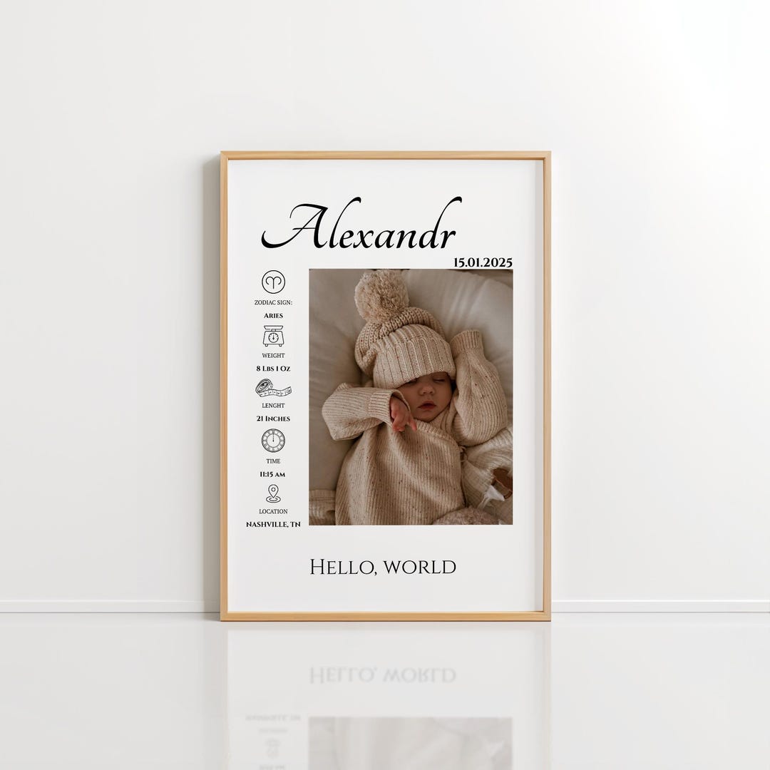 Personalized Baby Birth Announcement Print, Custom Newborn Stats Poster ...