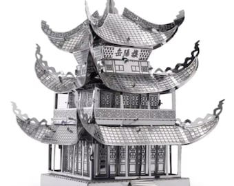 Rompecabezas metálico 3D de la Torre Yueyang: kit de modelo arquitectónico cortado con láser, rompecabezas para armar usted mismo.