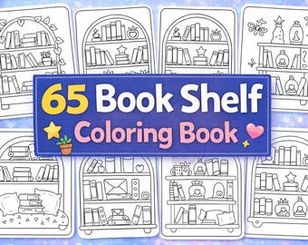 65 livres de coloriage pour étagères, pages à colorier confortables pour étagères, livre de coloriage audacieux et facile pour adultes et adolescents, coin lecture artistique relaxant