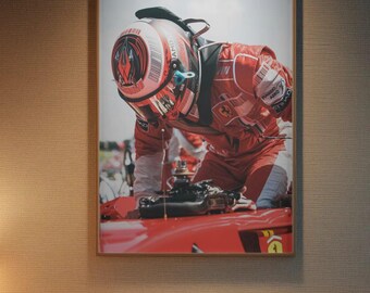 Kimi Raikkonen F1 Poster - Aesthetic Formula One Wall Art, Modern Ferrari Racing Print, Minimalist Vintage Retro Grand Prix Decor