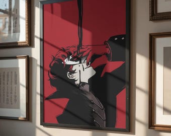 Póster del Joker de Persona 5 - Lámina artística del Joker rojo de Persona, decoración de pared para videojuegos