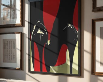 Póster de tacones altos de lujo: impresión artística de alta costura, decoración de pared moderna y elegante