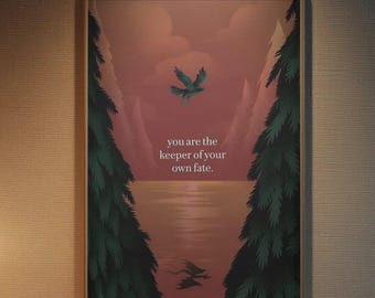 Póster de Trono de Cristal - Tú eres el guardián de tu propio destino, arte mural literario de TOG, decoración para rincón de lectura y dormitorio.
