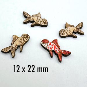 Oranda Goldfish Wood Earring Blanks: Laser Engraved Charms