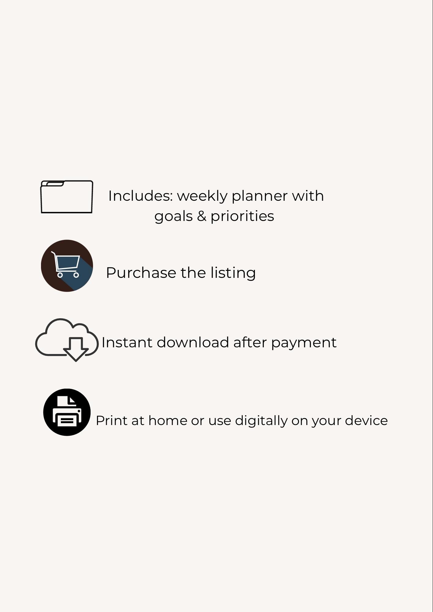 Minimal Weekly Planner Printable | Digital PDF | Simple & Clean Layout ...