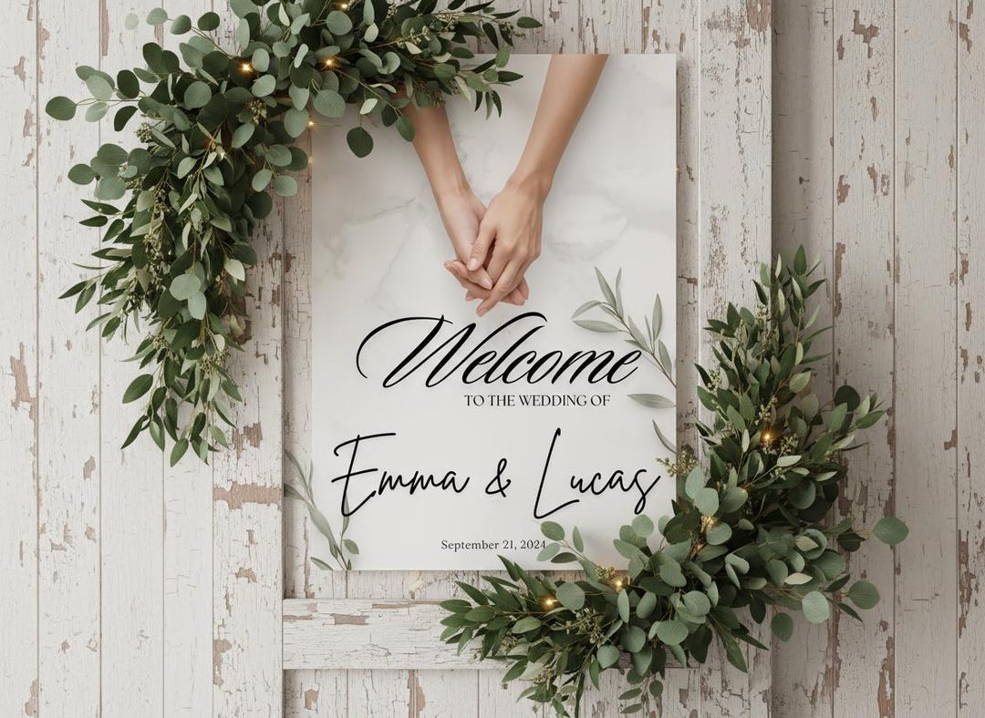 Editable Wedding Welcome Sign Template, Modern Reception Decor (digital ...