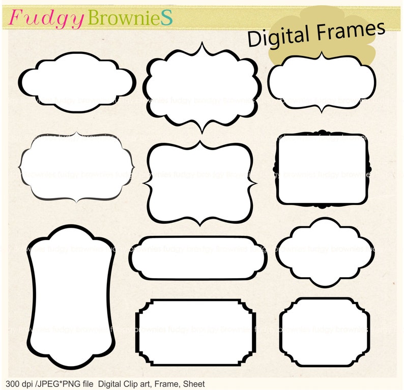 scrapbooking tag label black line frame,frame A-215 black and white frames ON SALE frames clip art instant download bracket frames