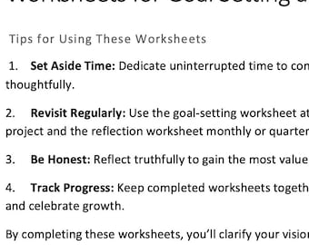 Goal Setting and Reflection Worksheets from The Compass Within Printable - Mental Health, Self Care, Mindfulness