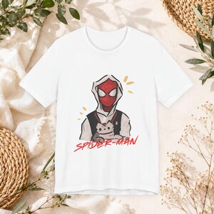 Spider hero cat tshirt, comic inspired graphic tee, comic style tshirt, vintage streetwear style, spiderman graphic tee image 7