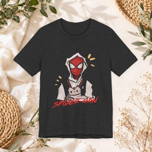 Spider hero cat tshirt, comic inspired graphic tee, comic style tshirt, vintage streetwear style, spiderman graphic tee image 11