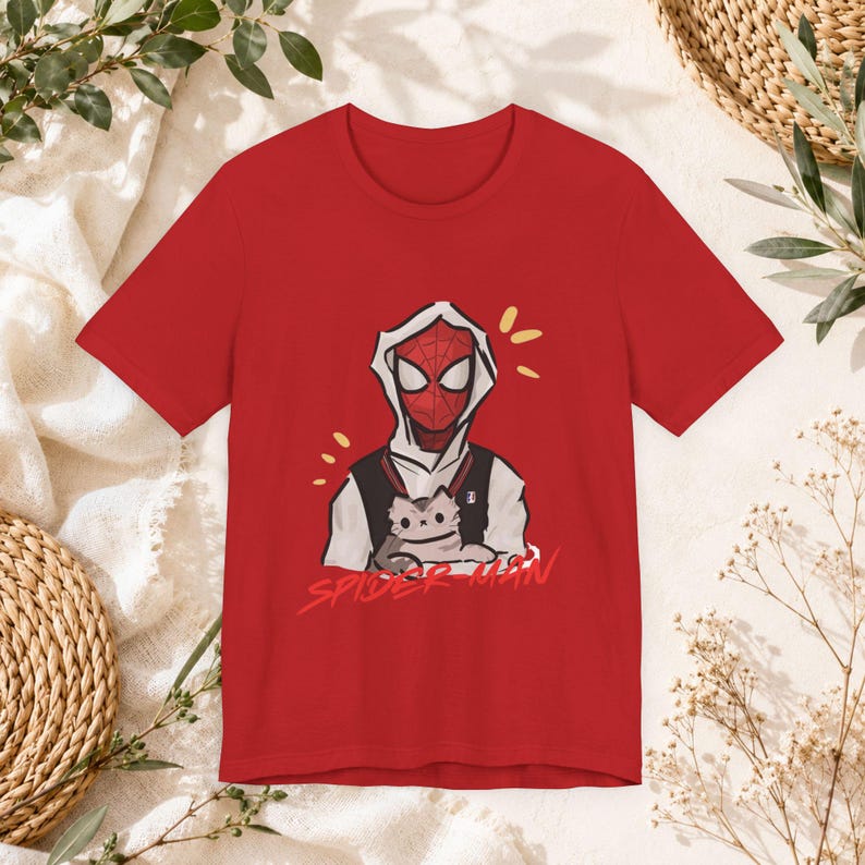 Spider hero cat tshirt, comic inspired graphic tee, comic style tshirt, vintage streetwear style, spiderman graphic tee image 14