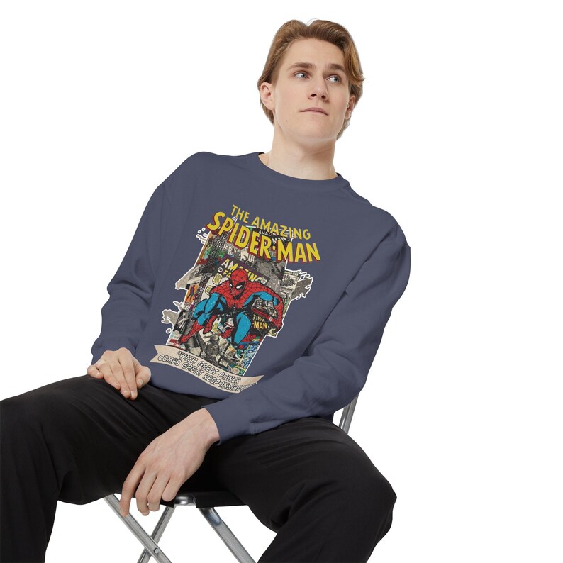 Vintage Spider-Man Sweatshirt, Retro Comic Book Graphic Hoodie, Superhero Fan Gift, 90s Comic Style Crewneck, Peter Parker Apparel image 19