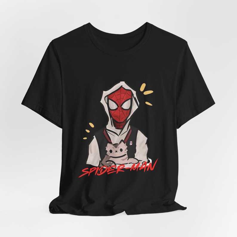 Spider hero cat tshirt, comic inspired graphic tee, comic style tshirt, vintage streetwear style, spiderman graphic tee image 4