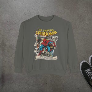Vintage Spider-Man Sweatshirt, Retro Comic Book Graphic Hoodie, Superhero Fan Gift, 90s Comic Style Crewneck, Peter Parker Apparel image 7