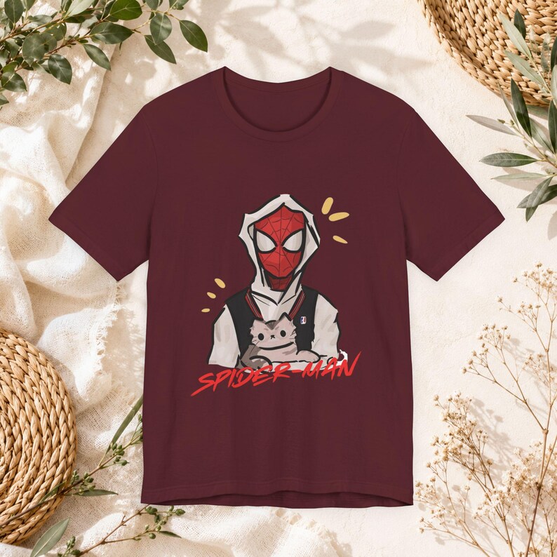 Spider hero cat tshirt, comic inspired graphic tee, comic style tshirt, vintage streetwear style, spiderman graphic tee image 13