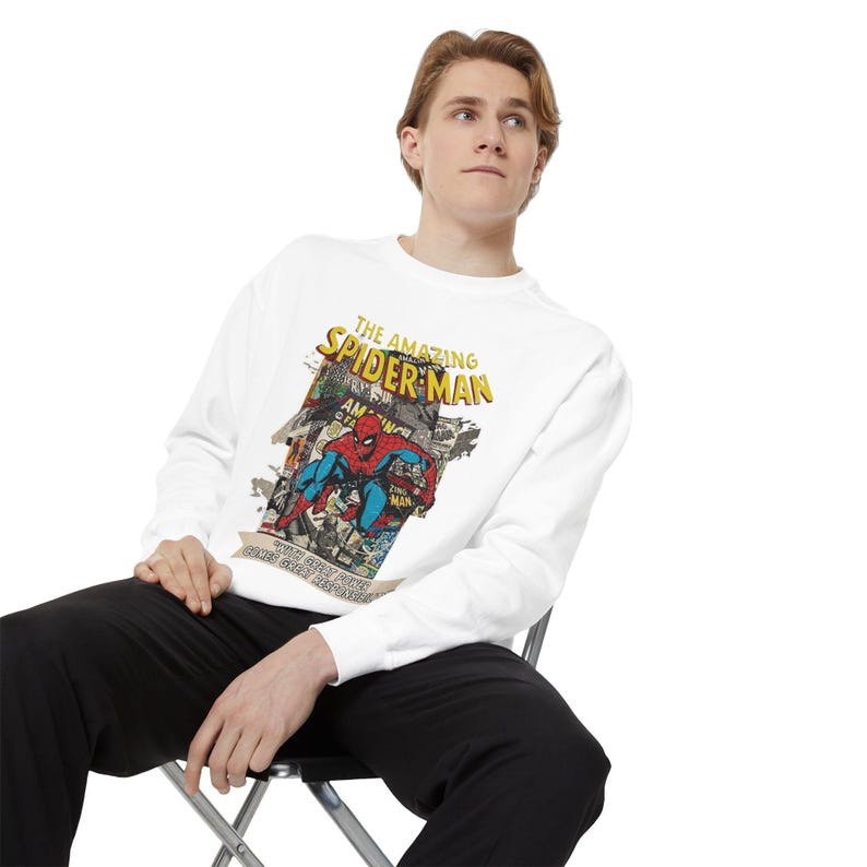Vintage Spider-Man Sweatshirt, Retro Comic Book Graphic Hoodie, Superhero Fan Gift, 90s Comic Style Crewneck, Peter Parker Apparel image 17