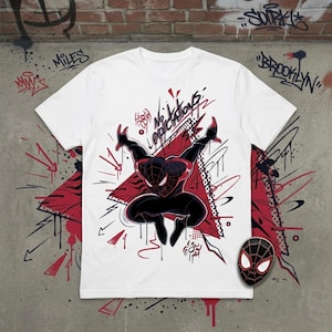 Spider Graffiti Shirt Urban Streetwear Tee Alternative Graphic T Shirt Edgy Art Gift Unisex Casual Top image 1