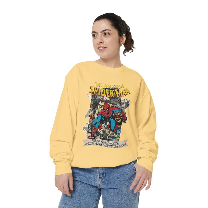 Vintage Spider-Man Sweatshirt, Retro Comic Book Graphic Hoodie, Superhero Fan Gift, 90s Comic Style Crewneck, Peter Parker Apparel image 16