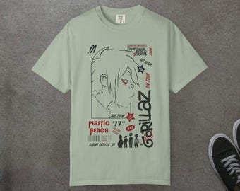 Gorillaz Inspired Plastic Beach Tshirt, Anime Grunge Graphic Tee, Y2K Punk Streetwear, Bootleg Tour Poster Tshirt, Alt Fashion Oversized Tee