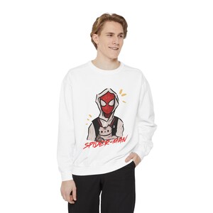 Spider Hero Cat Sweatshirt, Comic Inspired Oversized Crewneck, Aesthetic Pullover, Cozy Unisex Streetwear, Comic Spiderman Sweat zdjęcie 3
