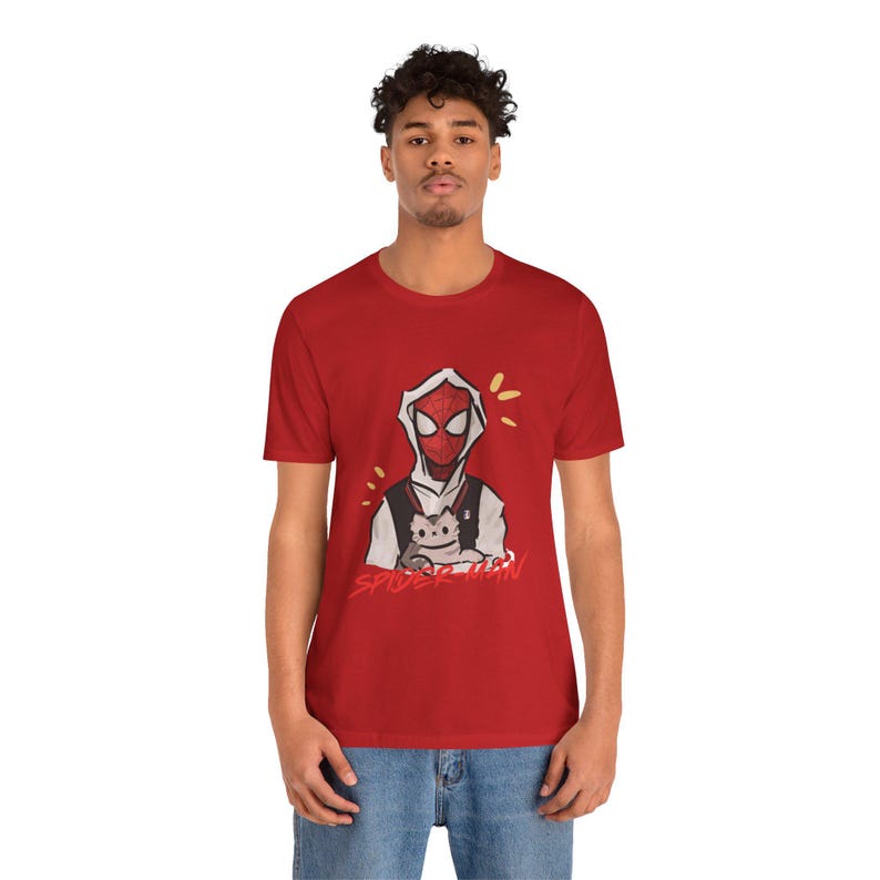 Spider hero cat tshirt, comic inspired graphic tee, comic style tshirt, vintage streetwear style, spiderman graphic tee image 15