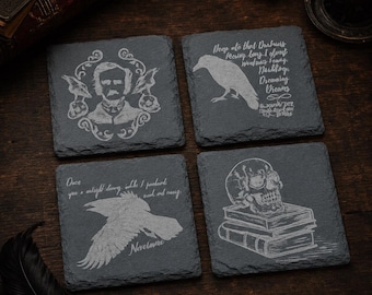 Edgar Allan Poe slate coasters