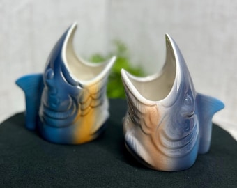 Ensemble de tasses tiki tête de poisson Marlin vintage – Duo de verres à cocktail en céramique