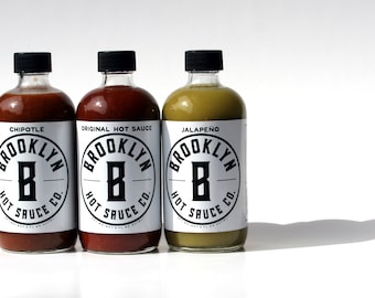 Brooklyn Hot Sauce 3 Pack, Small Batch, Handcrafted, Great gift, Jalapeno, Chipotle, Spicy