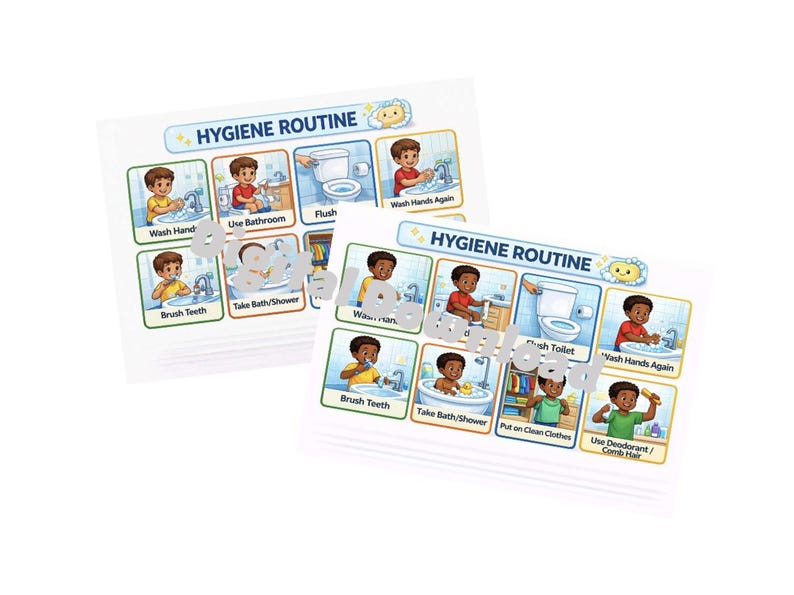 Hygiene Routine Visual Schedule Bundle | Boys & Girls Daily Routine ...