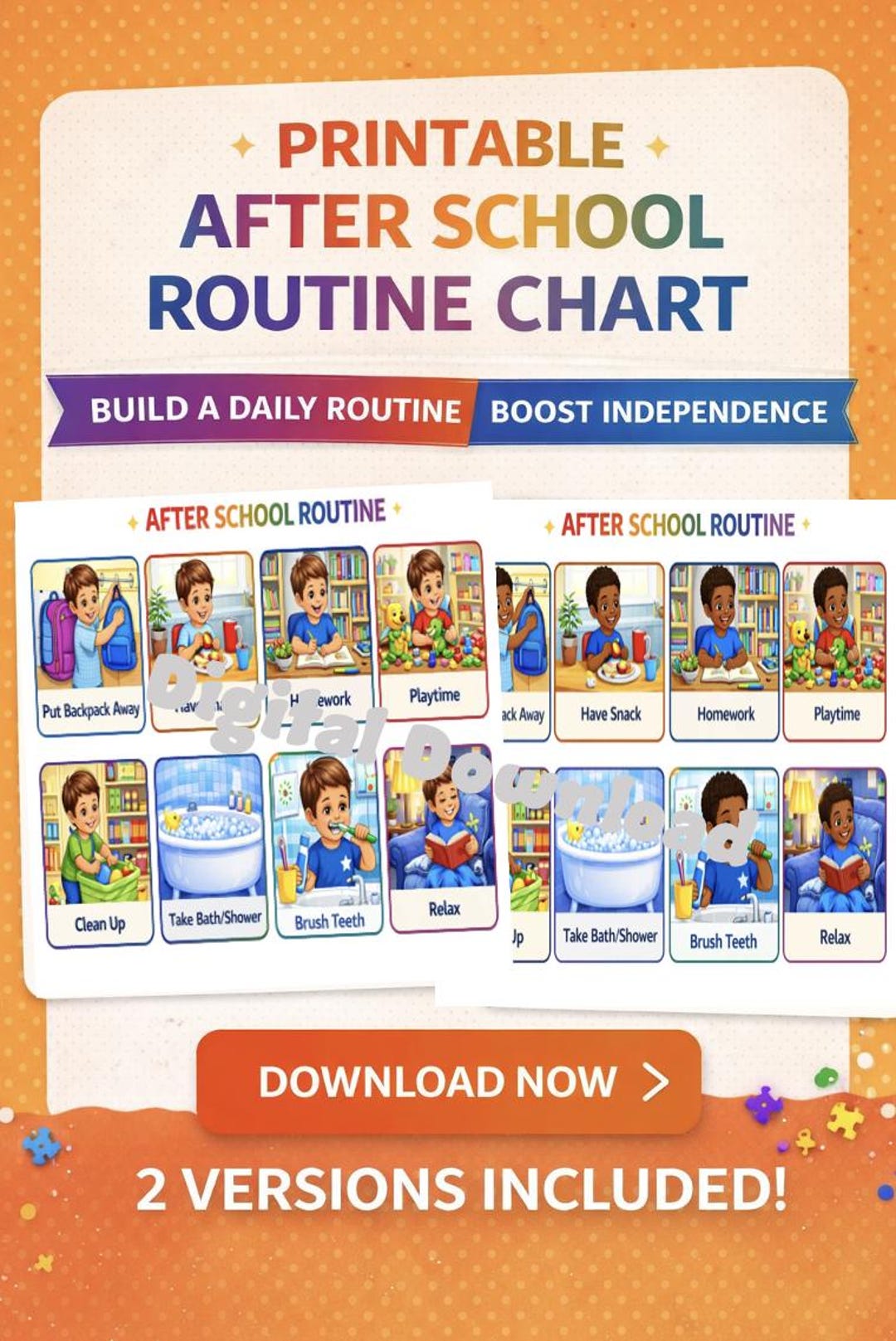 After School Routine Chart for Kids | Visual Schedule Printable ...