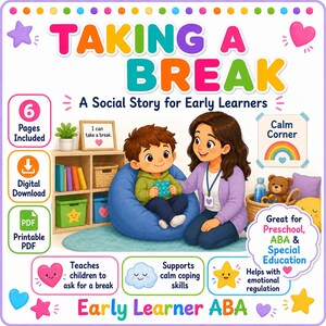 Taking a Break Social Story | Autism Calm Down Support (Digital Download)