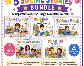 Paquete de historias sociales para niños pequeños / Material imprimible para desarrollar habilidades en autismo (descarga digital)
