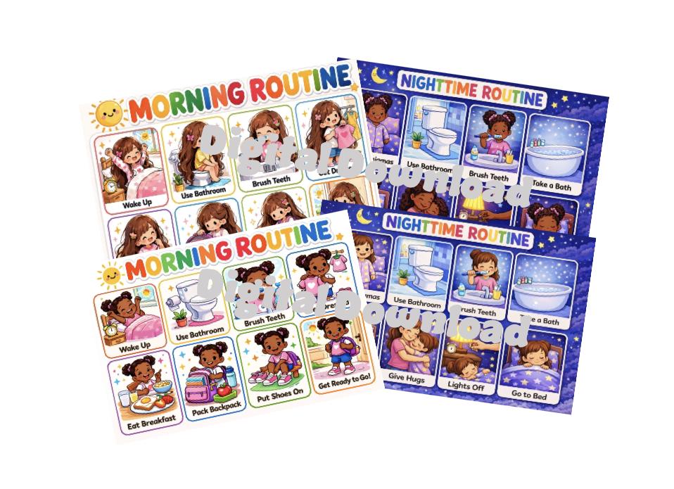 Daily Routine Visual Schedule Bundle for Kids | Morning and Night ...